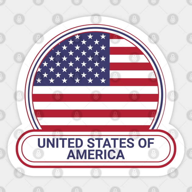 United States of America Country Badge - United States of America Flag Sticker by Yesteeyear